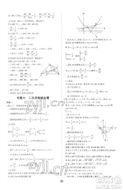 山东科学技术出版社2023初中总复习手册九年级数学通用版参考答案