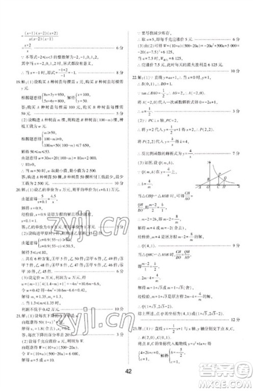 山东科学技术出版社2023初中总复习手册九年级数学通用版参考答案