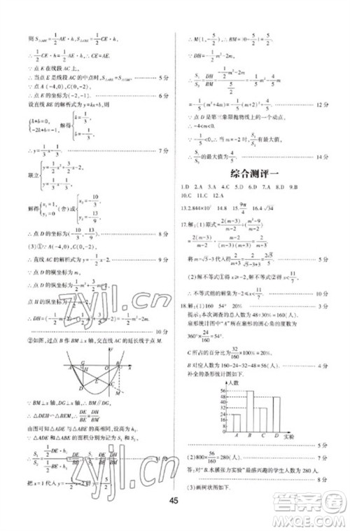 山东科学技术出版社2023初中总复习手册九年级数学通用版参考答案 山东科学技术出版社2023初中总复习手册九年级数学通用版参考答案