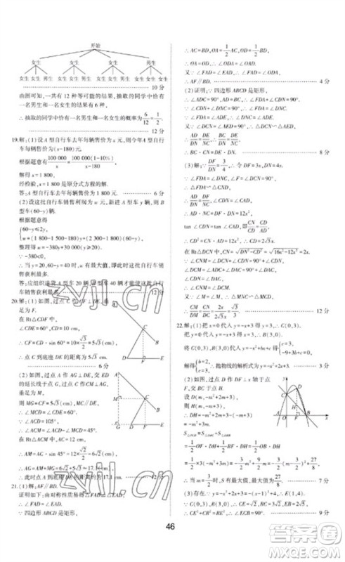 山东科学技术出版社2023初中总复习手册九年级数学通用版参考答案