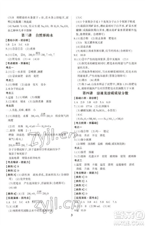 山东科学技术出版社2023初中总复习手册九年级化学通用版参考答案