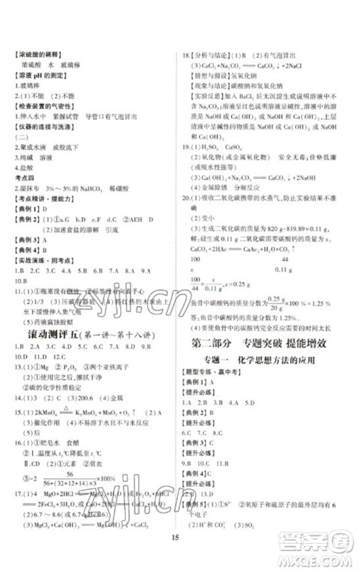 山东科学技术出版社2023初中总复习手册九年级化学通用版参考答案