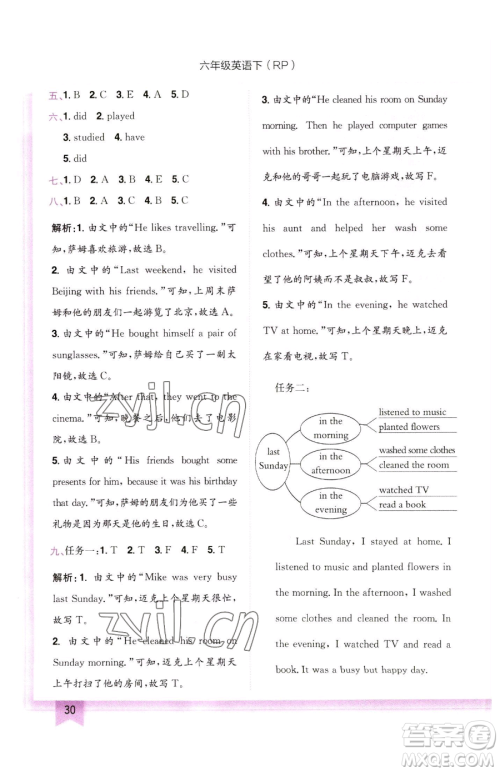 龙门书局2023黄冈小状元作业本六年级下册英语人教版参考答案 龙门书局2023黄冈小状元作业本六年级下册英语人教版参考答案