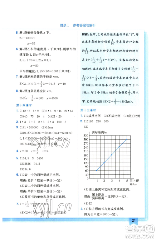 龙门书局2023黄冈小状元作业本六年级下册数学北师大版参考答案 龙门书局2023黄冈小状元作业本六年级下册数学北师大版参考答案