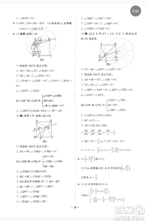 山东教育出版社2023初中总复习手册分层专题卷九年级数学五四制通用版烟台专版参考答案