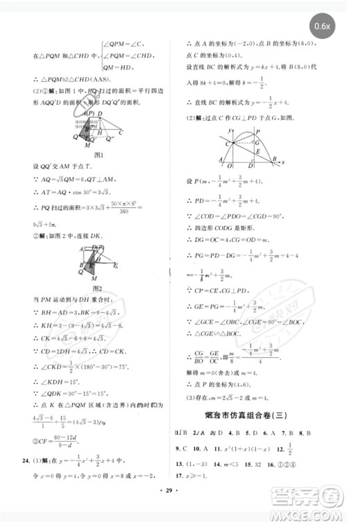 山东教育出版社2023初中总复习手册分层专题卷九年级数学五四制通用版烟台专版参考答案