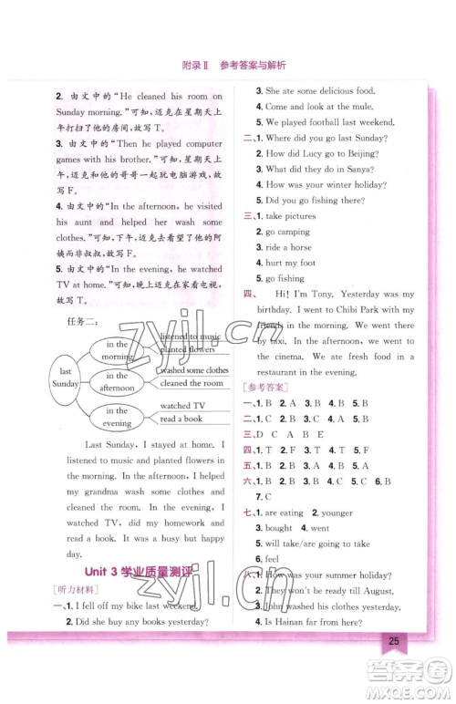 龙门书局2023黄冈小状元作业本六年级下册英语人教版广东专版参考答案