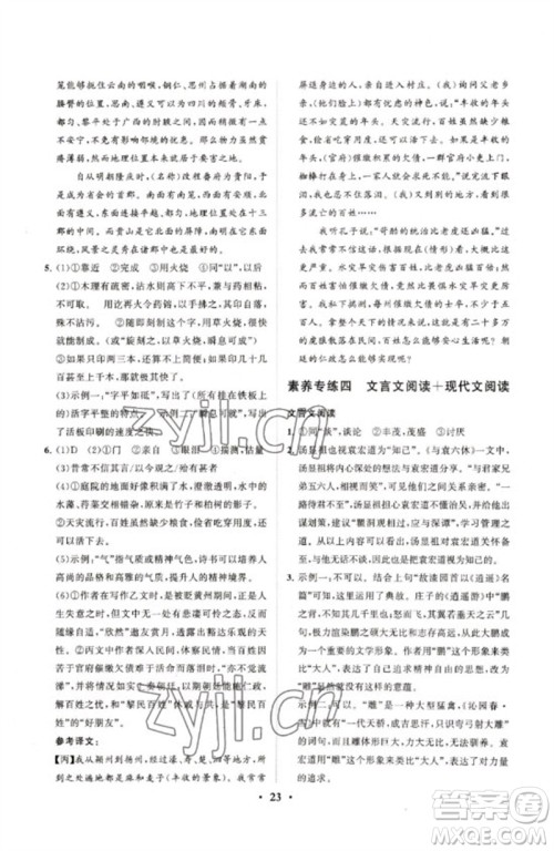 山东教育出版社2023初中总复习手册分层专题卷九年级语文五四制通用版烟台专版参考答案