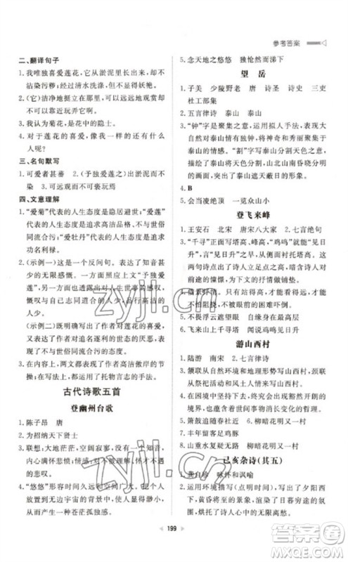 新世纪出版社2023初中总复习手册九年级语文通用版参考答案