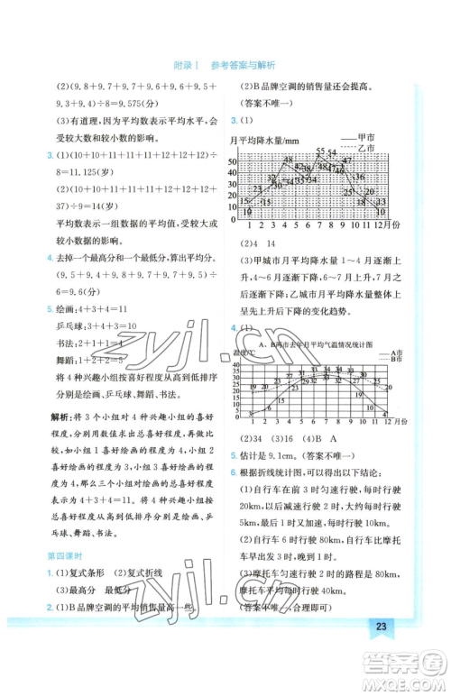 龙门书局2023黄冈小状元作业本五年级下册数学北师大版广东专版参考答案