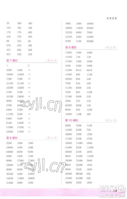 江苏凤凰少年儿童出版社2023口算小状元口算速算天天练四年级数学下册人教版参考答案