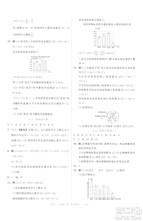 浙江工商大学出版社2023精彩练习就练这一本七年级下册数学浙教版评议教辅参考答案 浙江工商大学出版社2023精彩练习就练这一本七年级下册数学浙教版评议教辅参考答案