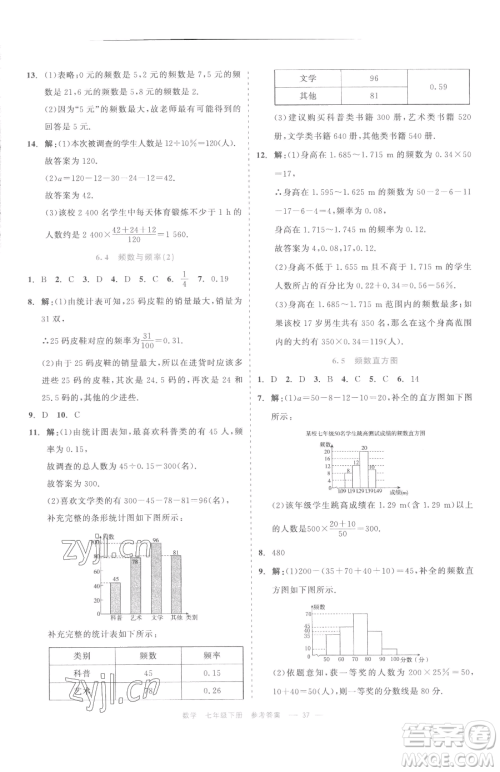 浙江工商大学出版社2023精彩练习就练这一本七年级下册数学浙教版评议教辅参考答案 浙江工商大学出版社2023精彩练习就练这一本七年级下册数学浙教版评议教辅参考答案