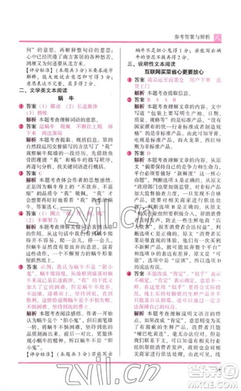 湖南师范大学出版社2023木头马阅读力测评三年级语文人教版B版参考答案 湖南师范大学出版社2023木头马阅读力测评三年级语文人教版B版参考答案