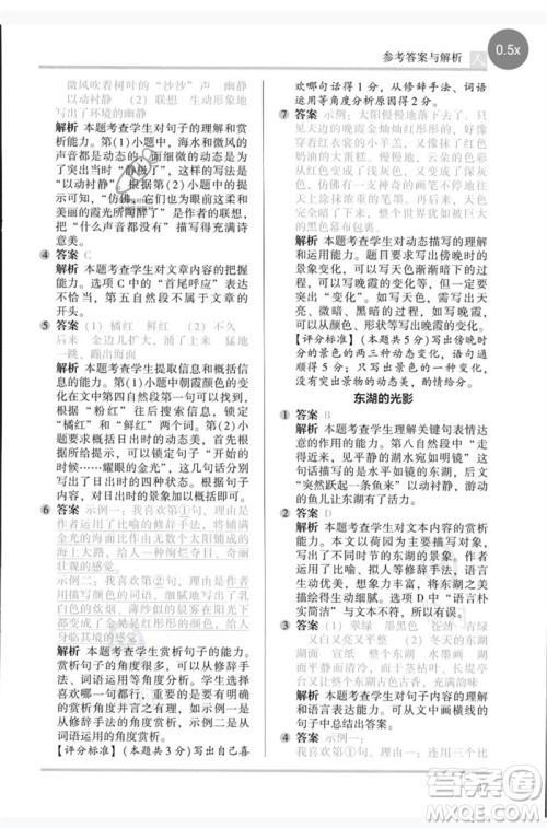 湖南师范大学出版社2023木头马阅读力测评五年级语文人教版B版参考答案 湖南师范大学出版社2023木头马阅读力测评五年级语文人教版B版参考答案