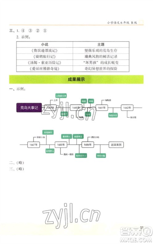 江苏凤凰文艺出版社2023木头马阅读力测评六年级语文下册人教版浙江专版B版参考答案