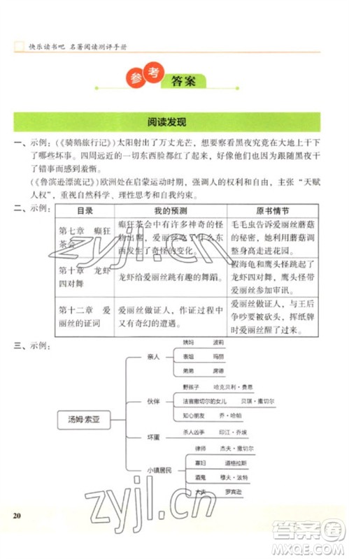 江苏凤凰文艺出版社2023木头马阅读力测评六年级语文下册人教版浙江专版B版参考答案