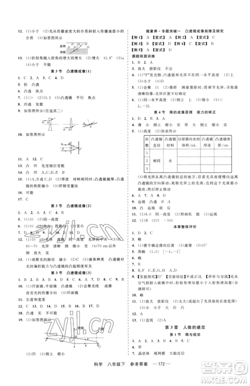 天津人民出版社2023精彩练习就练这一本八年级下册科学华师大版参考答案