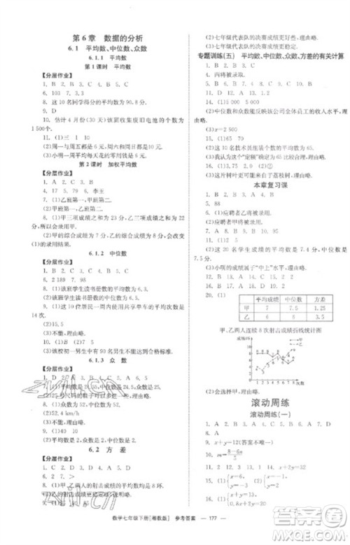 湖南教育出版社2023全效学习同步学练测七年级数学下册湘教版参考答案