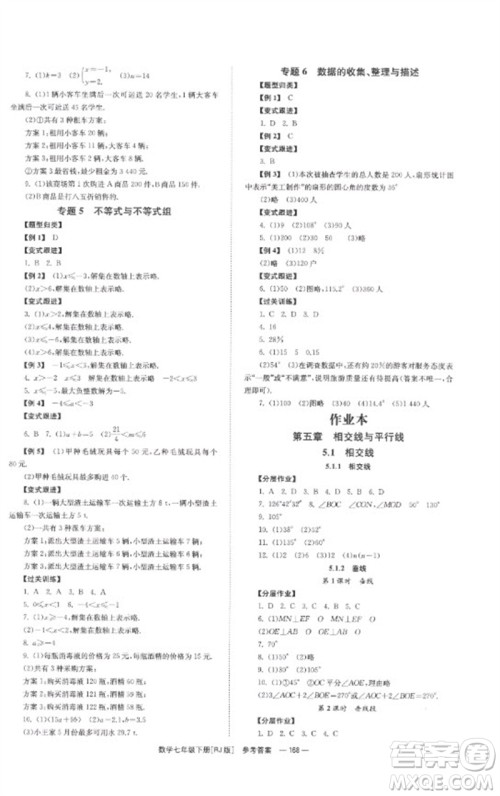 湖南教育出版社2023全效学习同步学练测七年级数学下册人教版参考答案