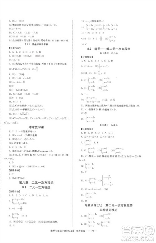 湖南教育出版社2023全效学习同步学练测七年级数学下册人教版参考答案