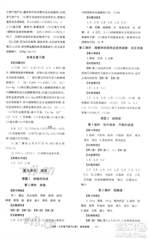 湖南教育出版社2023全效学习同步学练测九年级化学下册人教版参考答案