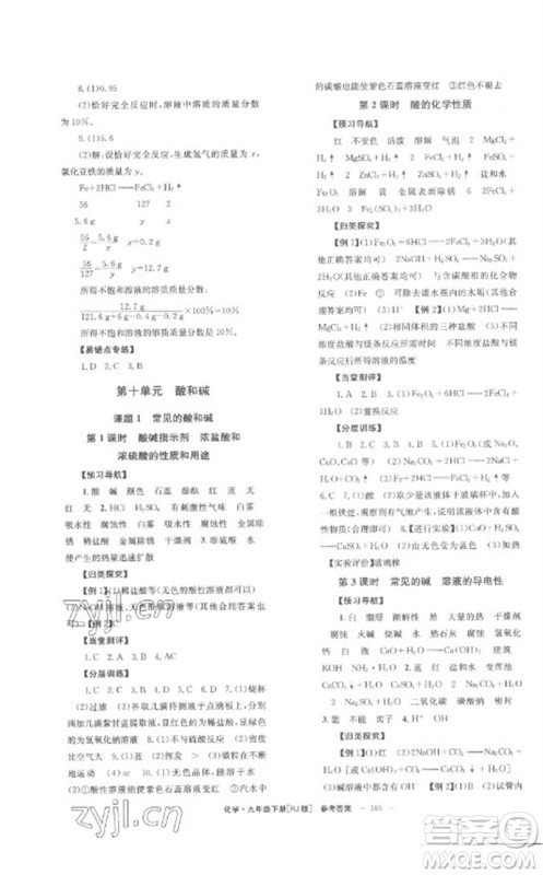 湖南教育出版社2023全效学习同步学练测九年级化学下册人教版参考答案
