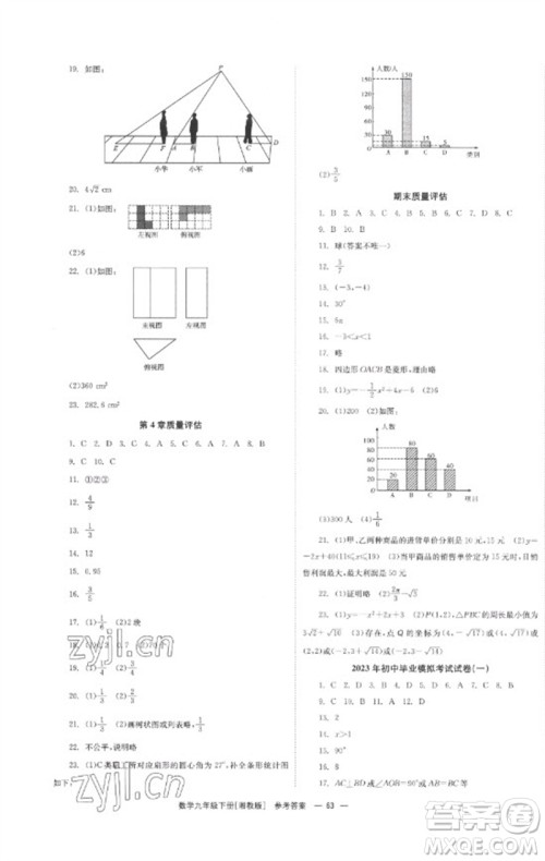 湖南教育出版社2023全效学习同步学练测九年级数学下册湘教版参考答案