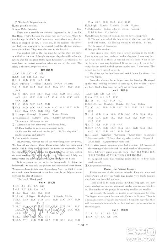 合肥工业大学出版社2023全频道课时作业八年级下册英语人教版参考答案 合肥工业大学出版社2023全频道课时作业八年级下册英语人教版参考答案