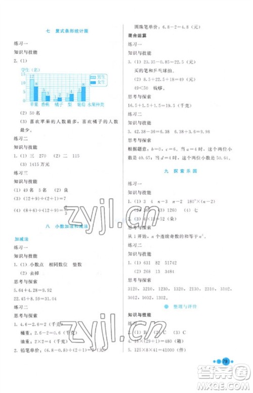 河北教育出版社2023基本功训练四年级数学下册冀教版参考答案 河北教育出版社2023基本功训练四年级数学下册冀教版参考答案