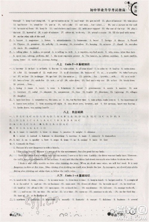 江苏凤凰科学技术出版社2023初中毕业升学考试指南九年级英语通用版参考答案