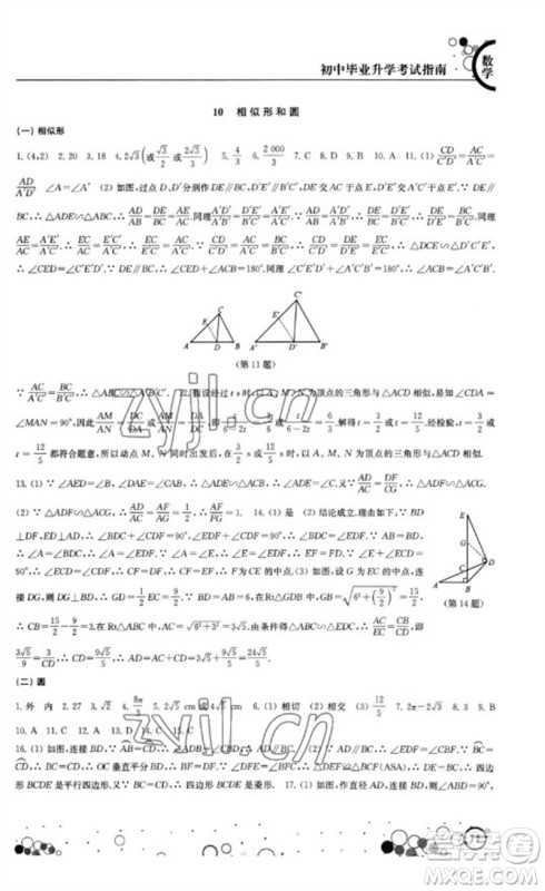 江苏凤凰科学技术出版社2023初中毕业升学考试指南九年级数学通用版参考答案