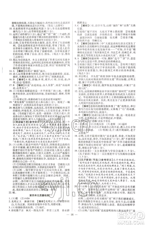 延边教育出版社2023畅行课堂八年级下册语文人教版参考答案