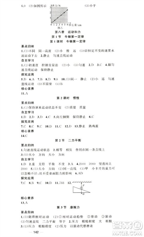 新疆青少年出版社2023原创新课堂八年级物理下册人教版参考答案 新疆青少年出版社2023原创新课堂八年级物理下册人教版参考答案