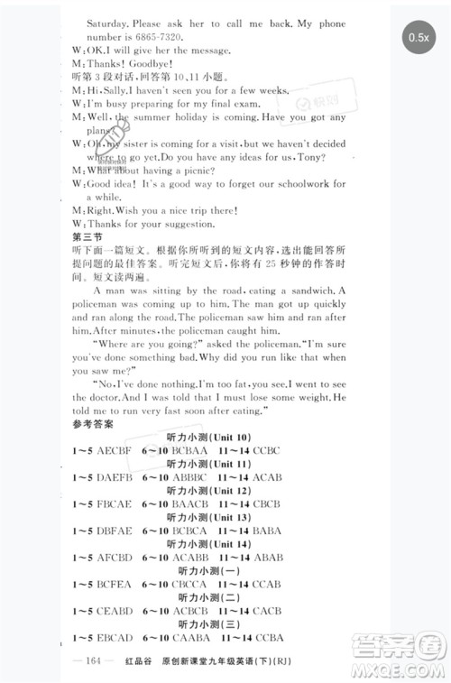 新疆青少年出版社2023原创新课堂九年级英语下册人教版红品谷参考答案