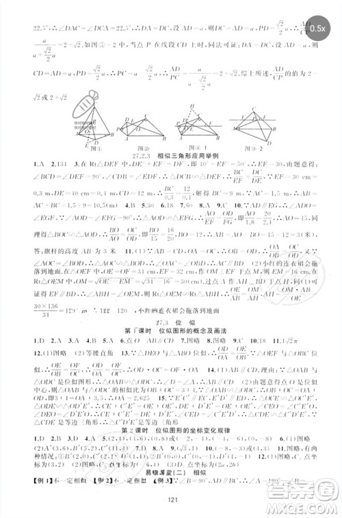 新疆青少年出版社2023原创新课堂九年级数学下册人教版参考答案