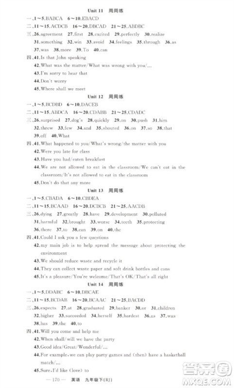 新疆青少年出版社2023原创新课堂九年级英语下册人教版少年季河南专版参考答案 新疆青少年出版社2023原创新课堂九年级英语下册人教版少年季河南专版参考答案