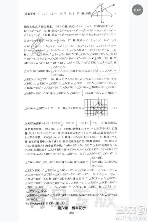 四川大学出版社2023名校课堂内外七年级数学下册北师大版青岛专版参考答案