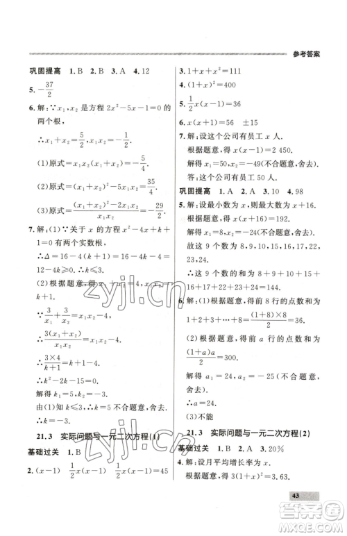 延边大学出版社2023点石成金金牌每课通八年级下册数学人教版大连专版参考答案