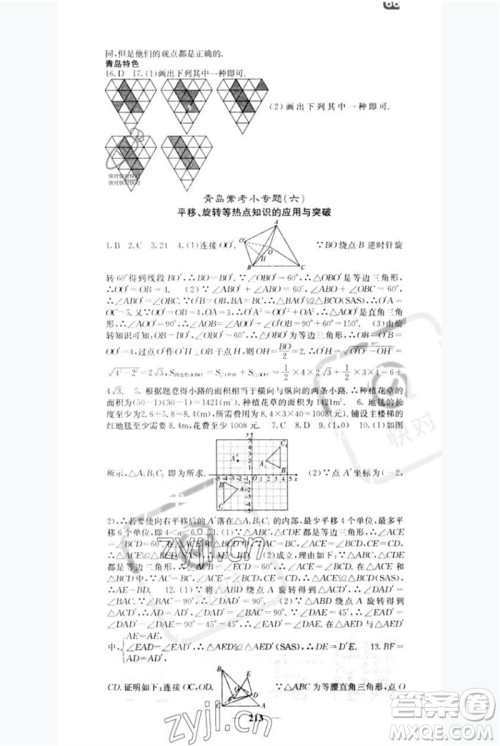 四川大学出版社2023名校课堂内外八年级数学下册北师大版青岛专版参考答案