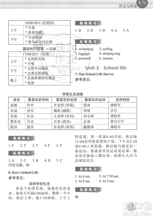 湖南少年儿童出版社2023同步实践评价课程基础训练六年级下册英语湘少版参考答案