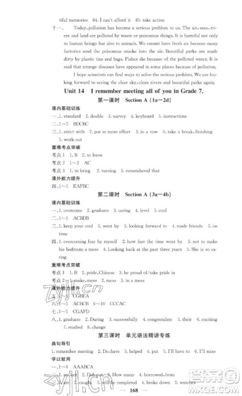四川大学出版社2023名校课堂内外九年级英语下册人教版参考答案