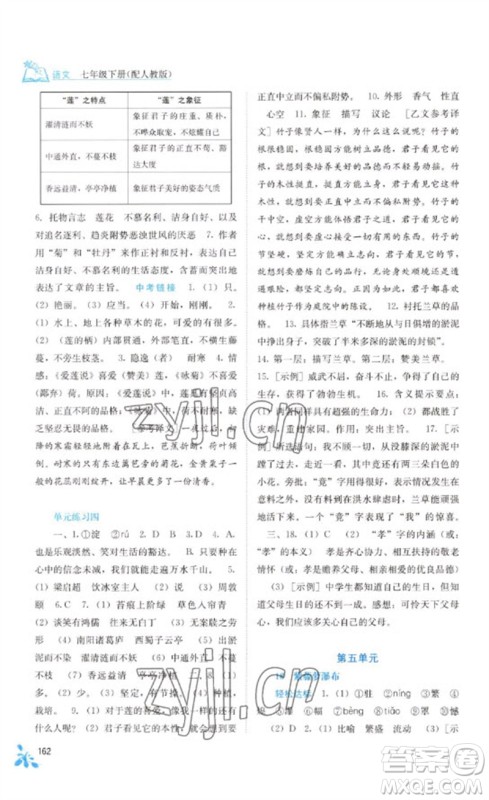 广西教育出版社2023自主学习能力测评七年级语文下册人教版参考答案