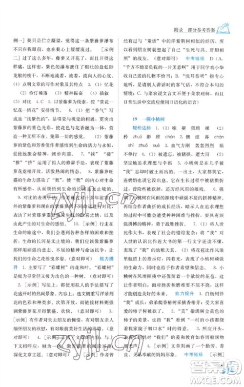 广西教育出版社2023自主学习能力测评七年级语文下册人教版参考答案 广西教育出版社2023自主学习能力测评七年级语文下册人教版参考答案