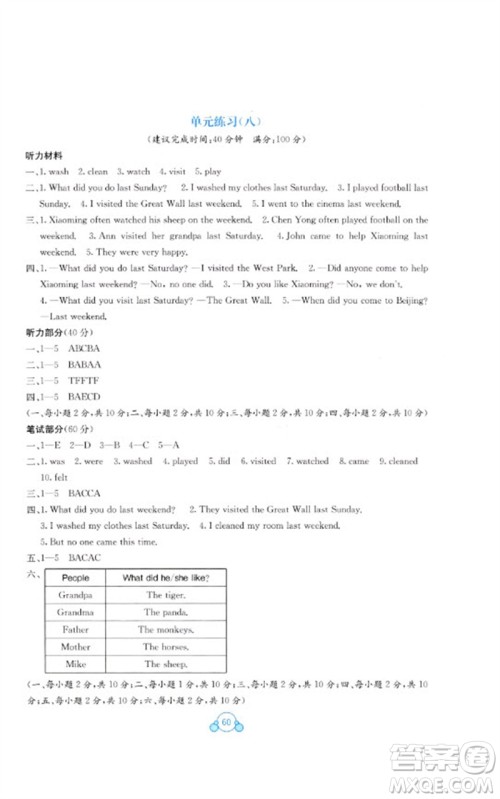 广西教育出版社2023自主学习能力测评单元测试五年级英语下册接力版C版参考答案 广西教育出版社2023自主学习能力测评单元测试五年级英语下册接力版C版参考答案