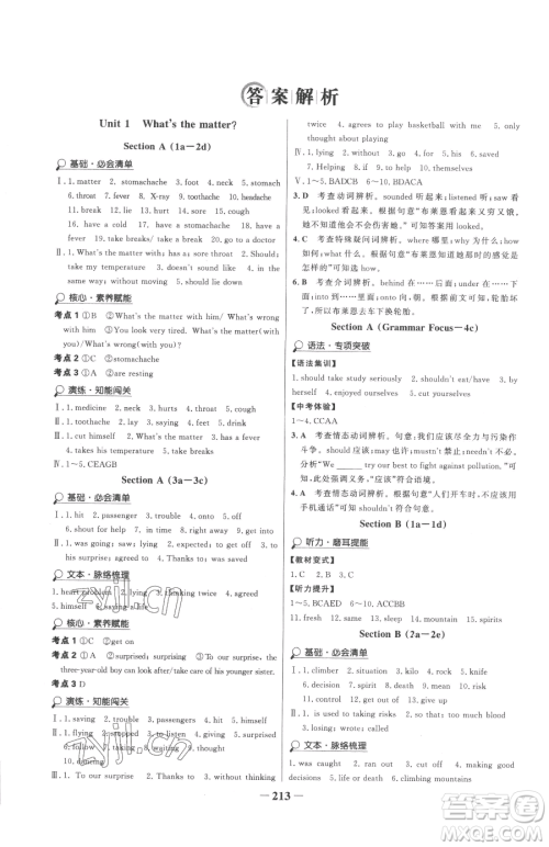 河北少年儿童出版社2023世纪金榜金榜学案八年级下册英语人教版参考答案