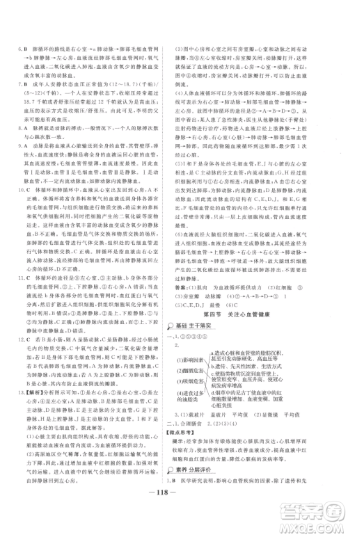 河北少年儿童出版社2023世纪金榜金榜学案七年级下册生物济南版参考答案 河北少年儿童出版社2023世纪金榜金榜学案七年级下册生物济南版参考答案