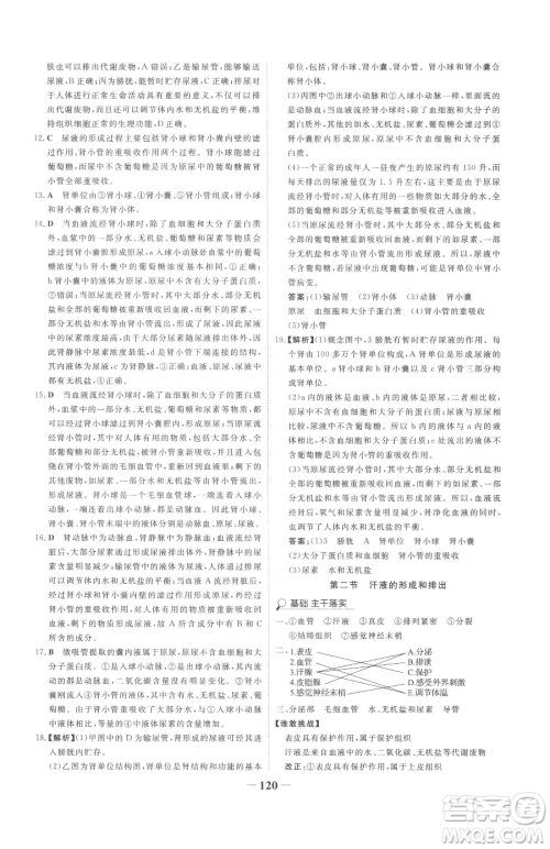 河北少年儿童出版社2023世纪金榜金榜学案七年级下册生物济南版参考答案