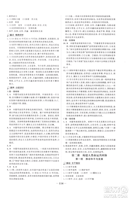 延边大学出版社2023世纪金榜金榜学案九年级下册道德与法治部编版参考答案