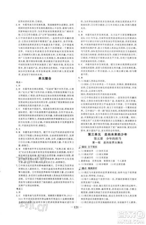 延边大学出版社2023世纪金榜金榜学案九年级下册道德与法治部编版参考答案